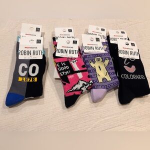 4 Robin Ruth Colorado Socks with Black, Purple, Pink, Blue stockings stuffers